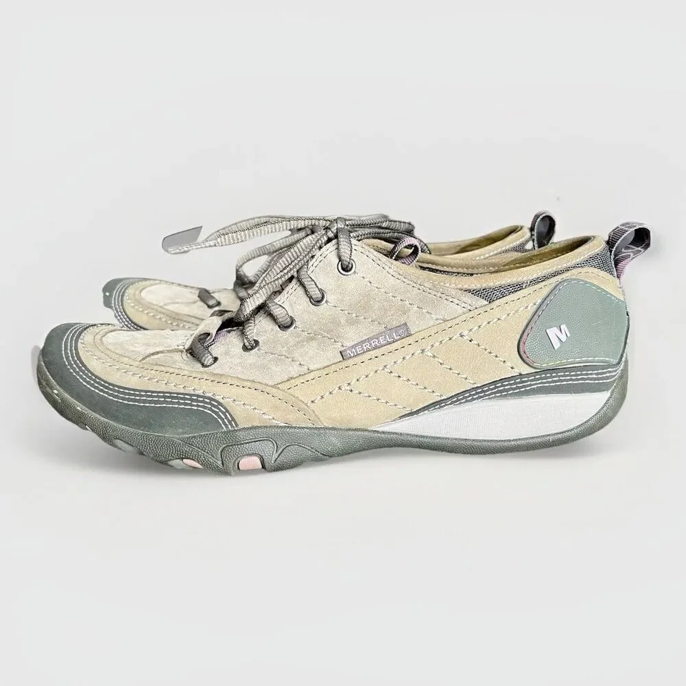 Merrell Hiking Sneaker Trail Shoes Mimosa J68170 Beige Suede Lace Up Women’s 8.5 - Picture 3 of 7